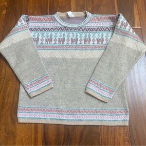 Tejidos Aly Marka Alpaca Llama Novelty Print Sweater Women Small Pink